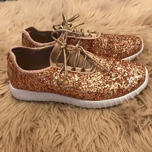 Rose Gold Glitter Sneakers